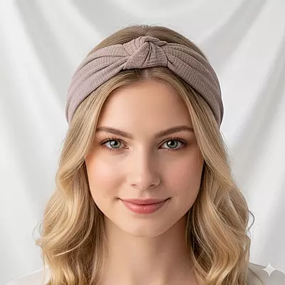 Chic Dusty Rose Knotted Headband - Textured Fabric Hair Accessory