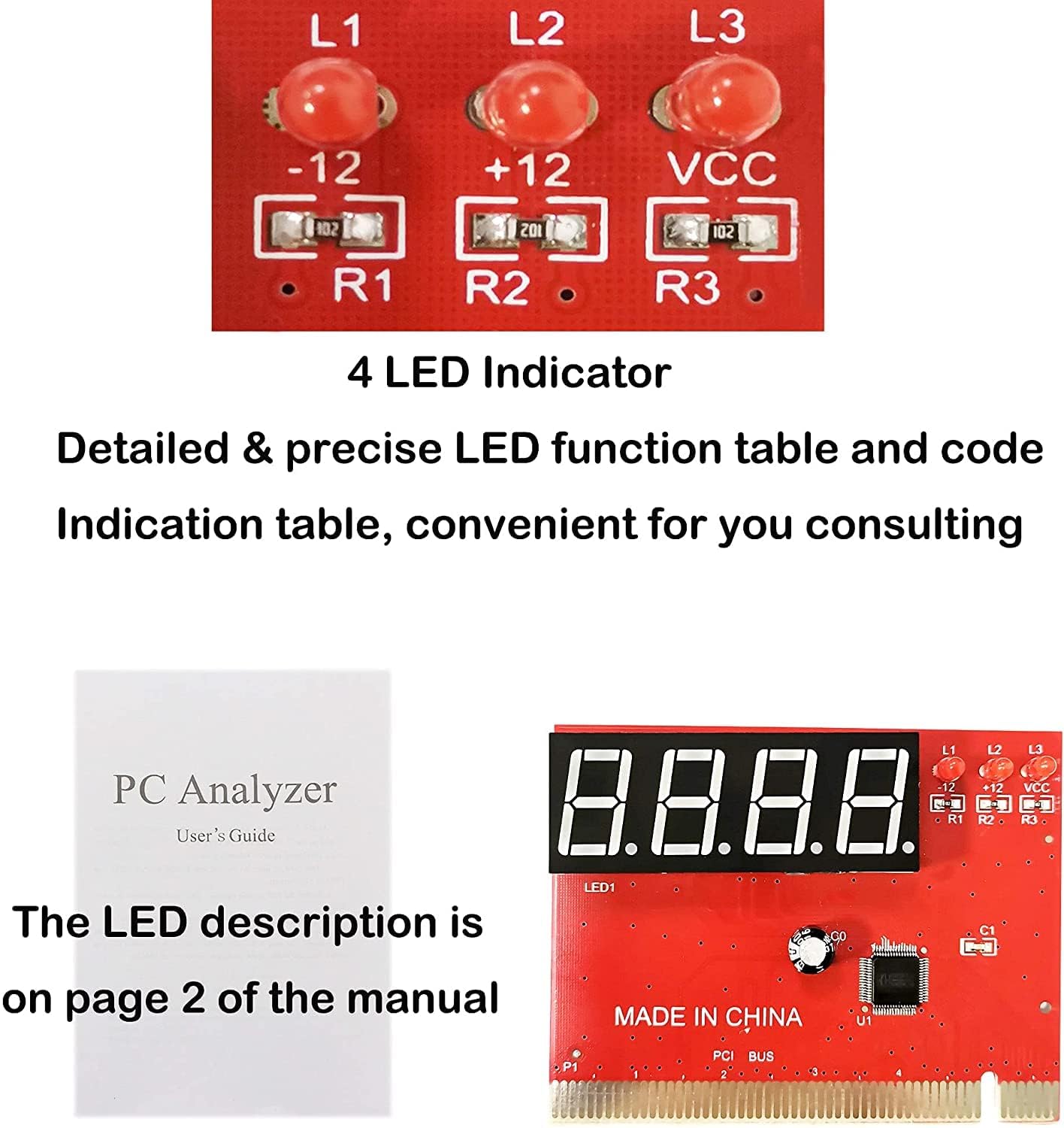 PCI 4-Digit Motherboard Diagnostic Card for Testing and Debugging Tool with User Manual PCI 4-Digit Motherboard Diagnostic Card for Testing and Debugging Tool with User Manual