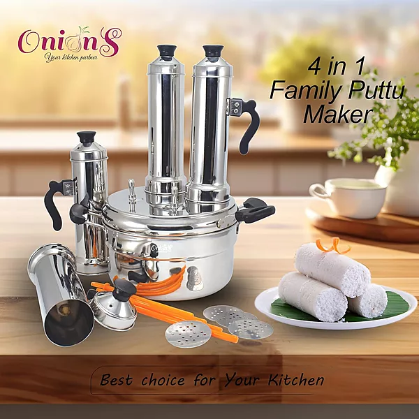 Onions Stainless Steel 4-in-1 Multi-Purpose Puttu Maker – Silver
