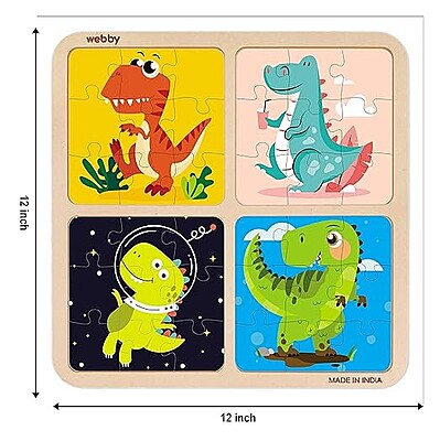 4 in 1 Dinosaur Wooden Puzzle