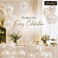 Metallic Pearl White Balloons Kit - 200 pcs