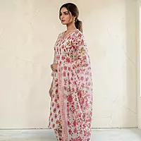 Cotton Salwar Suit Set with Floral Print and Dupatta | 3-Piece Set, Patiyala Style
