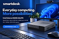 SmartDesk Power N5095 Mini PC with monitor and keyboard