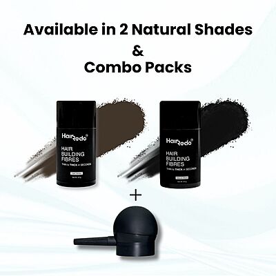 Hairedo Pure Keratin Hair Fibers 4.5g Trial Pack (Dark Brown) | Instant Hair Thickening | No Root Blockage | 100% Water Soluble & Sweat Resistant