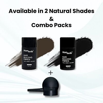 Hairedo Pure Keratin Hair Fibers 4.5g Trial Pack (Natural Black) | Instant Hair Thickening | No Root Blockage | 100% Water Soluble & Sweat Resistant