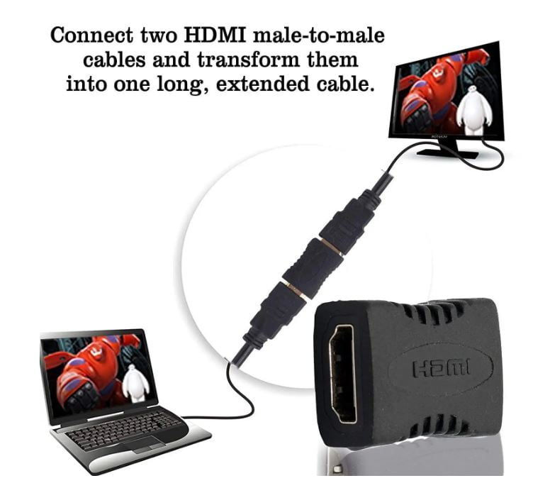 HDMI Extender Female to Female Coupler Adapter for HDTV, TV Stick Chromecast, Laptop PC, Projector -Black