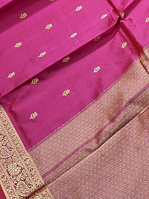 Rani Pink with Red Dual Tone No Zari Banarasi Saree Online