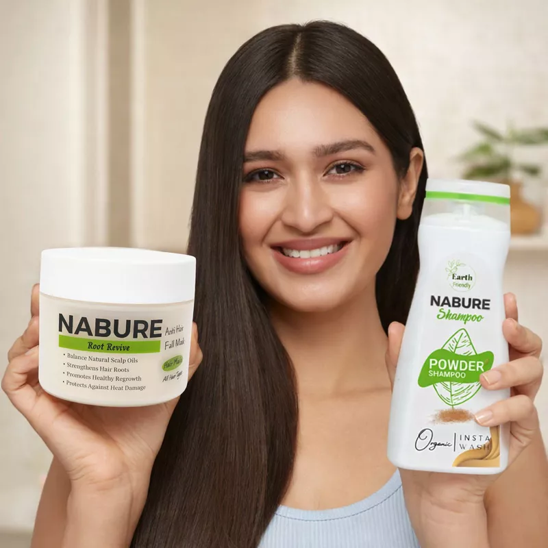 NABURE Root Revival Hair Care Combo – Powder to Foam Shampoo & Root Revive Hair Mask