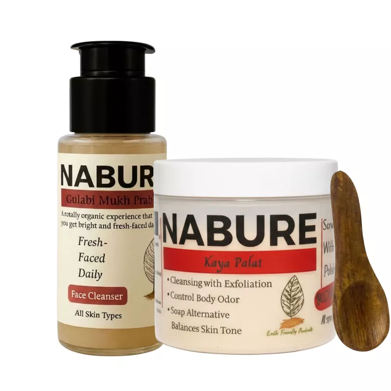 NABURE Daily Herbal Care Combo – Kaya Palat Body Ubtan & Gulabi Mukh Prabha Face Cleanser