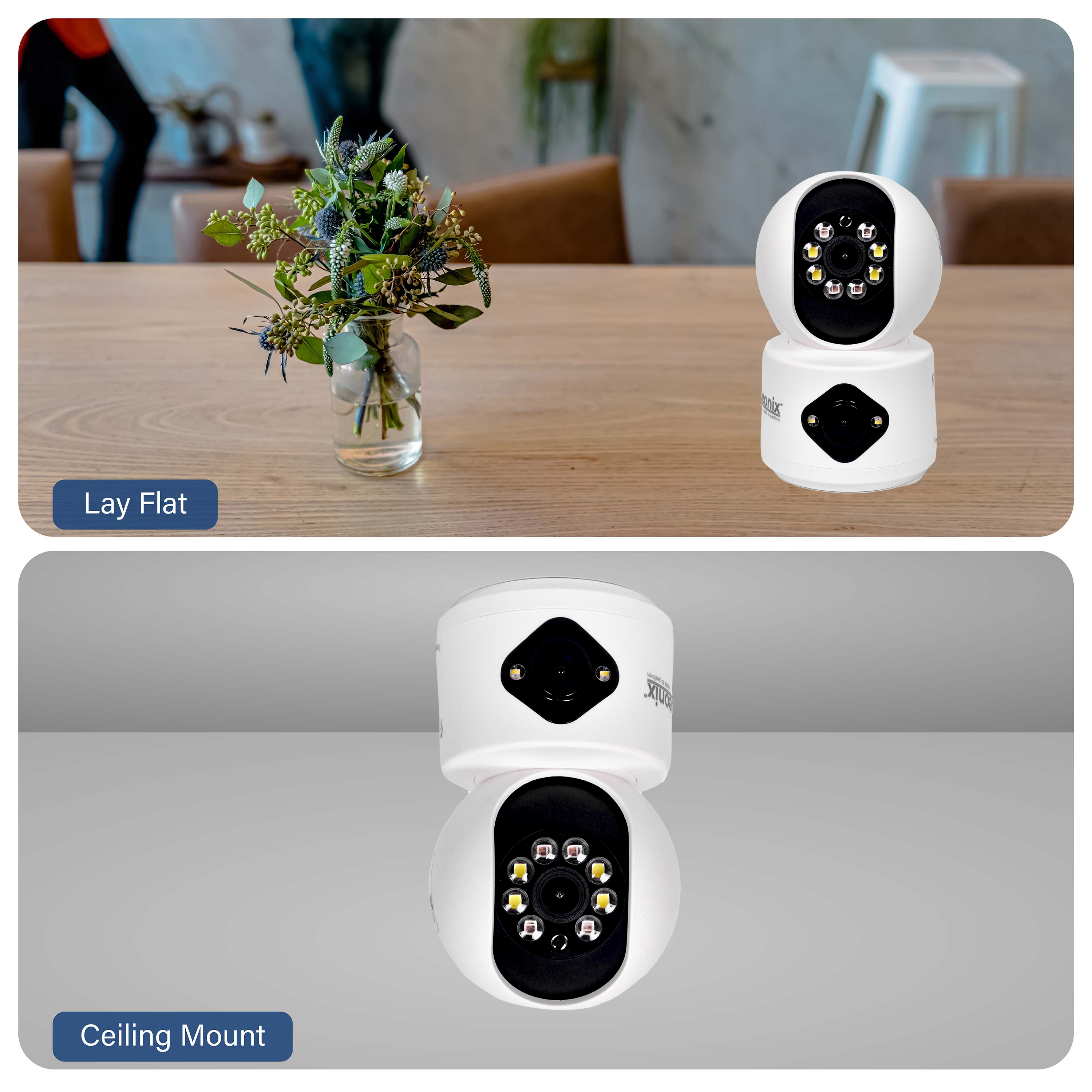 Geonix 2MP+2MP Wi-Fi Night Vision Smart Security Camera, White, 1 Year Warranty