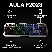 Open Box Aula F2023 / Anti-ghosting, Aluminium body with Mobile holder, Membrane Wired USB Gaming Keyboard  (Black)