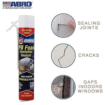 ABRO PUF-750 Multipurpose Expandable PU Foam Insulation Sealant Spray for Window, Tile, Door & AC Gaps (750ml)