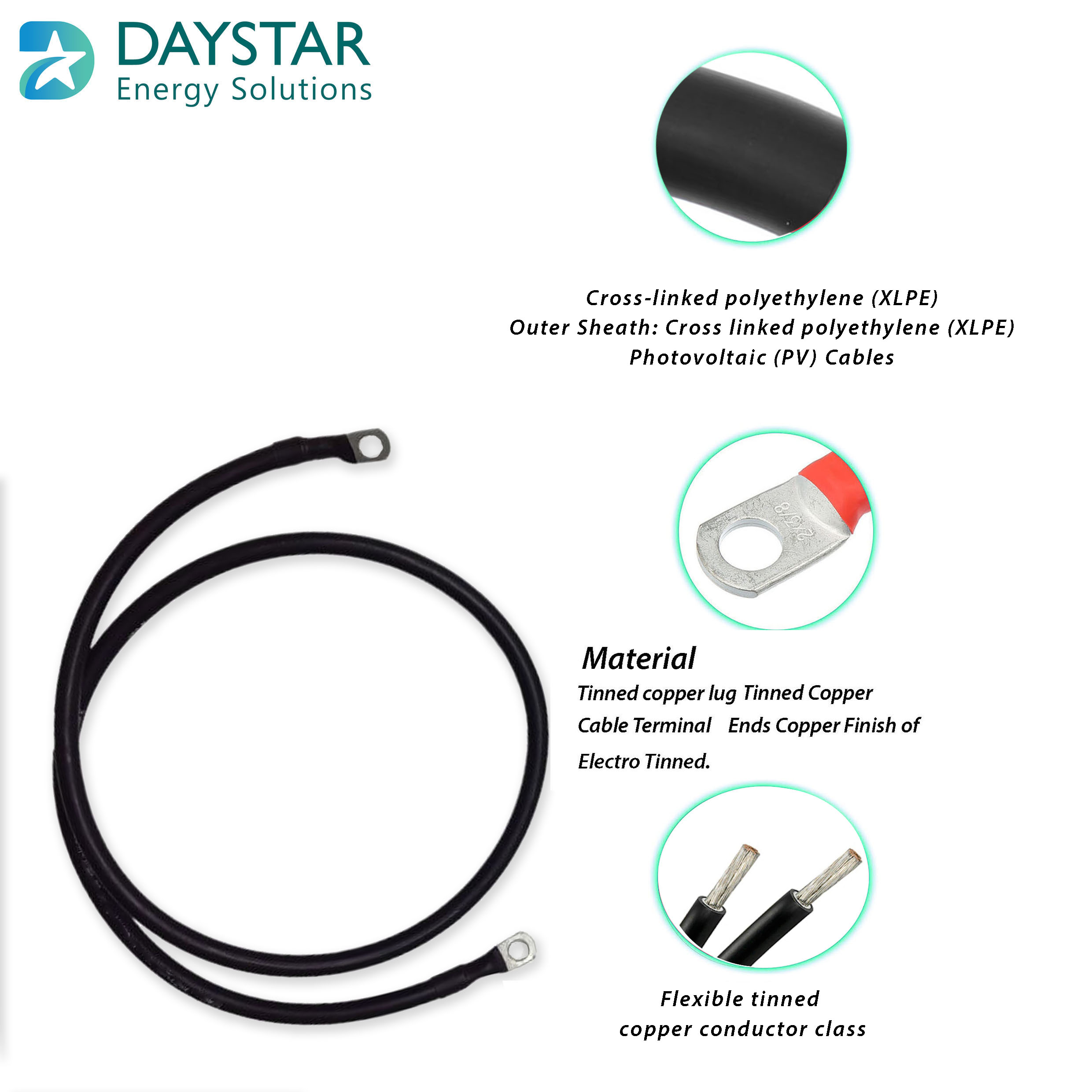 10 sq.mm Red and Black UV Battery DC Cables