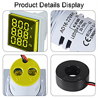 AC Voltage Current Frequency LED Display Meter 500V, 0-100A,0-50Hz (RED)