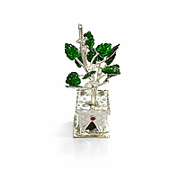 Sterling Silver Tulsi Plant with Gift Box | Silver Tulsi Kyara Showpiece for Housewarming