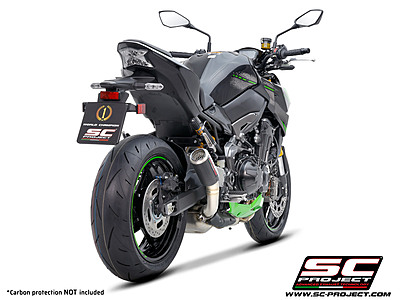 SC-Project CR-T Carbon Fibre Exhaust with Stoneguard Grid (WITHOUT Carbon Fibre Heat Protection) for Kawasaki Z900 2020-2024