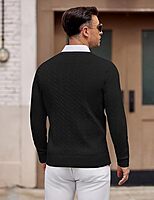 Men‘s V Neck Jumpers Knitted Sweaters, Slim Fit Pullover Long Sleeve Fall Winter Sweatshirts