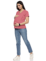 Maternity Feeding Tops Without Zip for Women, Feeding & Pregnancy Tshirt,Feeding T-Shirt for Easy Nursing & Breastfeeding, Maternity Top for Mothers, New MOM PEACH