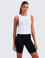 Cotton Cropped Workout Tank Tops for Women - Sleeveless Sports Athletic Yoga Running Gym Crop Shirts White