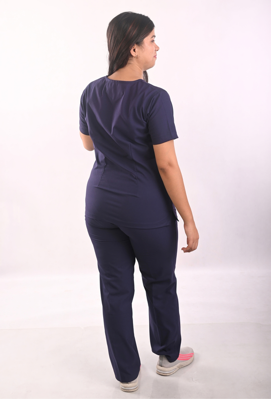 Ksvi Antibacterial Female V-Neck (Navy) Scrub Shirt Pant