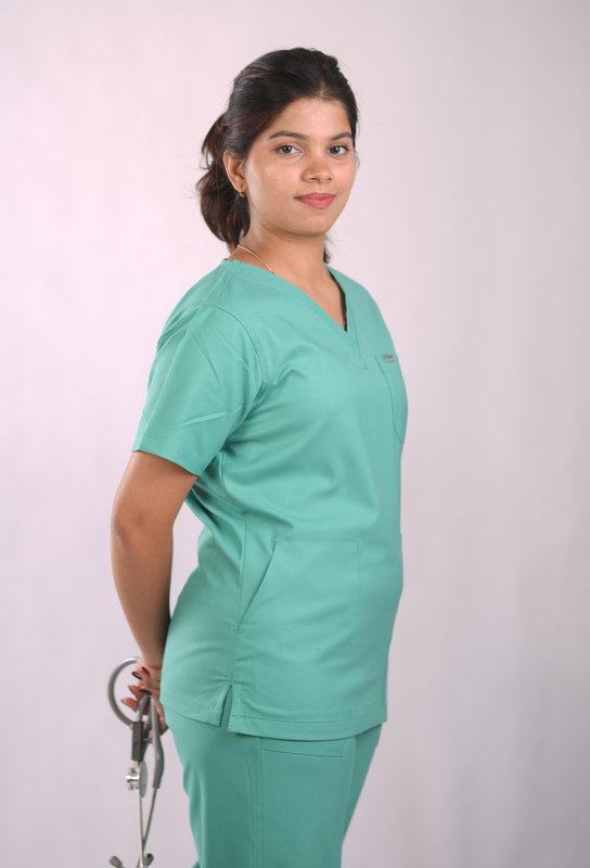 Ksvi Antibacterial Female V-Neck (Sea Green) Scrub Shirt Pant