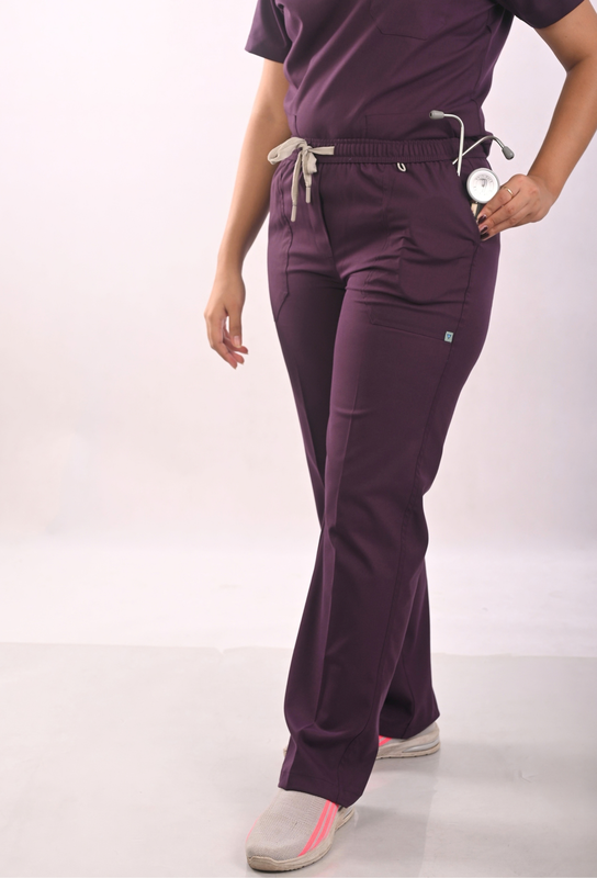 Ksvi Antibacterial Female V-Neck (Wine) Scrub Shirt Pant