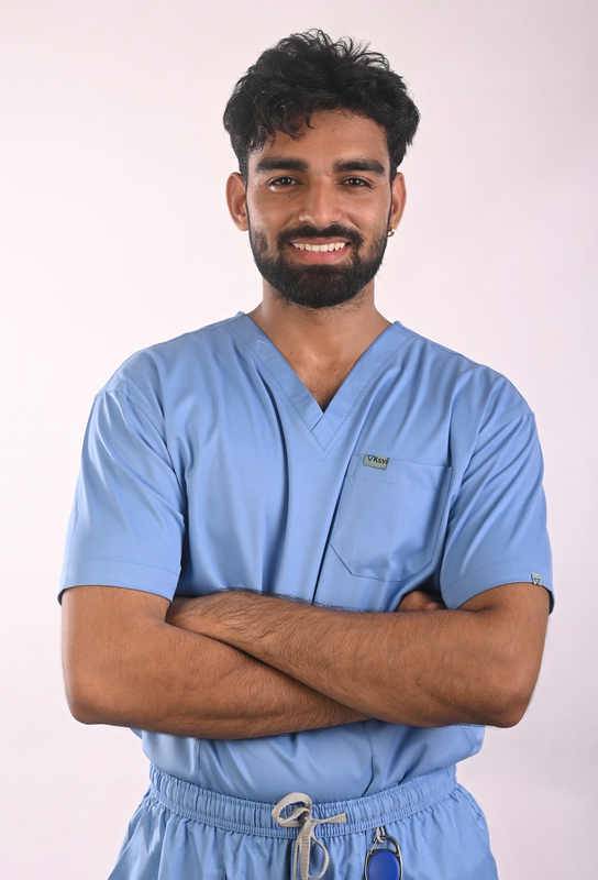 Ksvi Antibacterial Male V-Neck Scrub Shirt Pant (Ceil Blue )