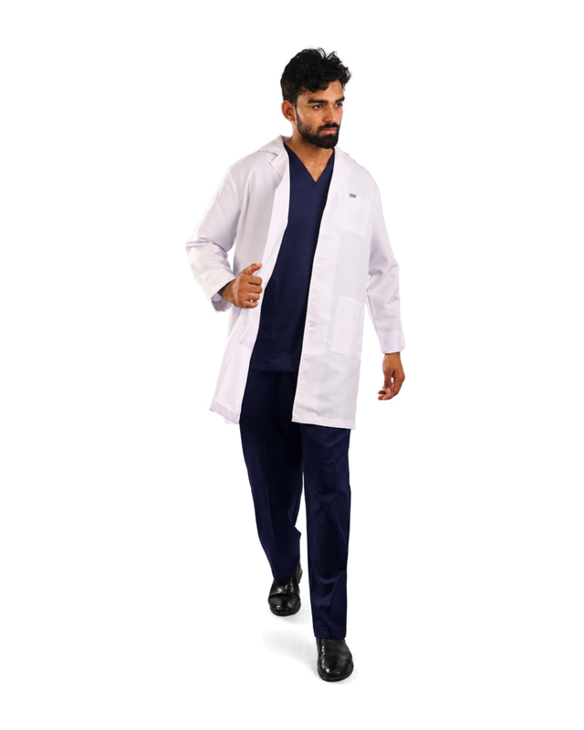 Ksvi Long Lab Coat Apron Full Sleeve Male White