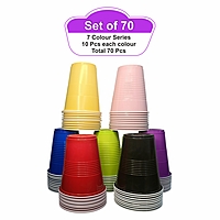 Multicolor Glasses Set of 70 - 450ml Reusable Drinking Glasses for Diwali Holi New Year Bachelor Parties Halloween & Christmas | Party Cups for Adults | Beer Pong-10 pcs Each Color