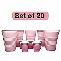 Set of 20 Pink Combo Pack | 10 Pong Glasses 450ml & 10 Shot Glasses 60ml | Reusable Party Glasses for Beer Pong Shots | Perfect for Events & Celebrations