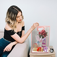 Pack of 6 – Transparent  Goodie Bags Clear Gift Bags Medium Brown Bags for Return Gift and More