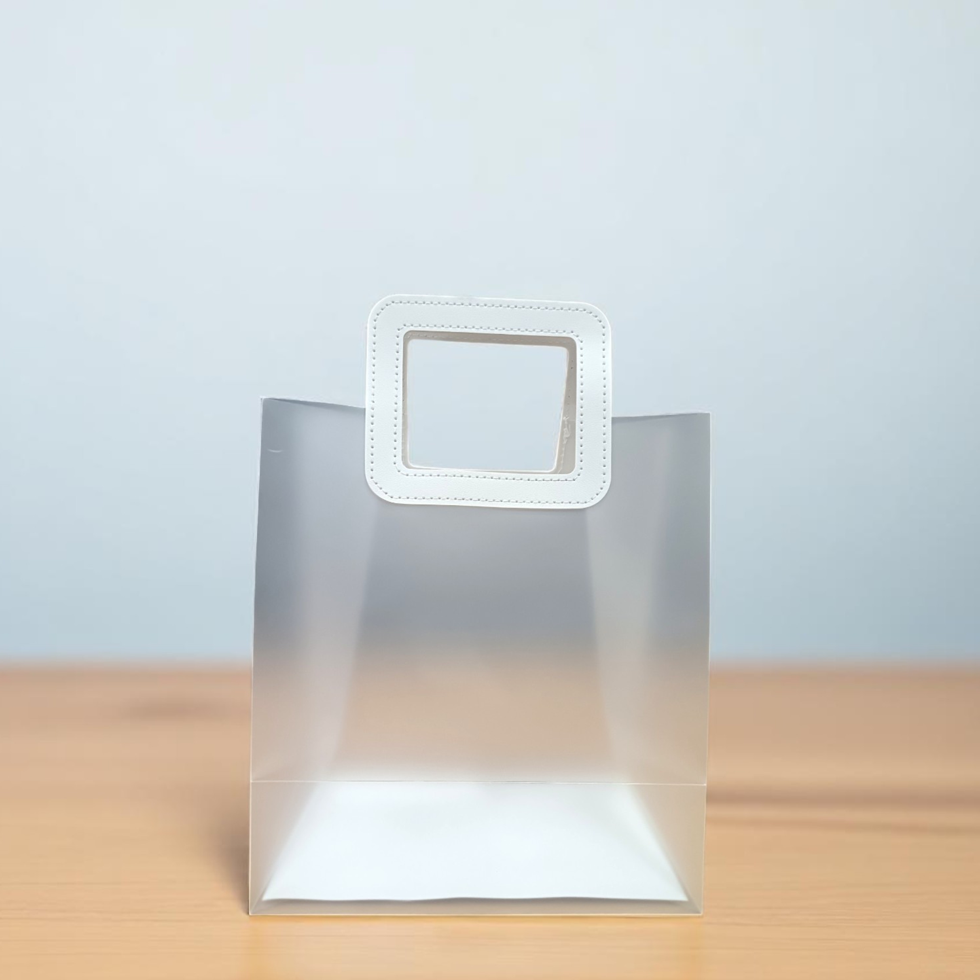 Set of 6 White MediumTransparent Gift Bag for Wedding & Birthday with Square Handle | Gift Bags for Shopping Baby Shower Bridesmaid Party Favors Waterproof Bags