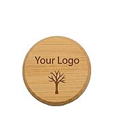 Bamboo Fridge Magnet, No 9, Round, 4.5 cm