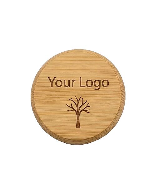 Bamboo Fridge Magnet, No 9, Round, 4.5 cm