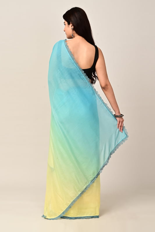 Women's Coastal Ombre Saree - Tealscape