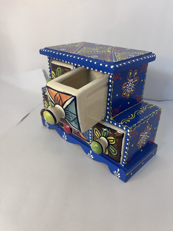 Charming Blue Pottery Jewelry Box - Where Beauty Meets Organization