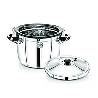 Express Stainless Steel Manual Rice Cooker with Steamer Basket Cooks up to