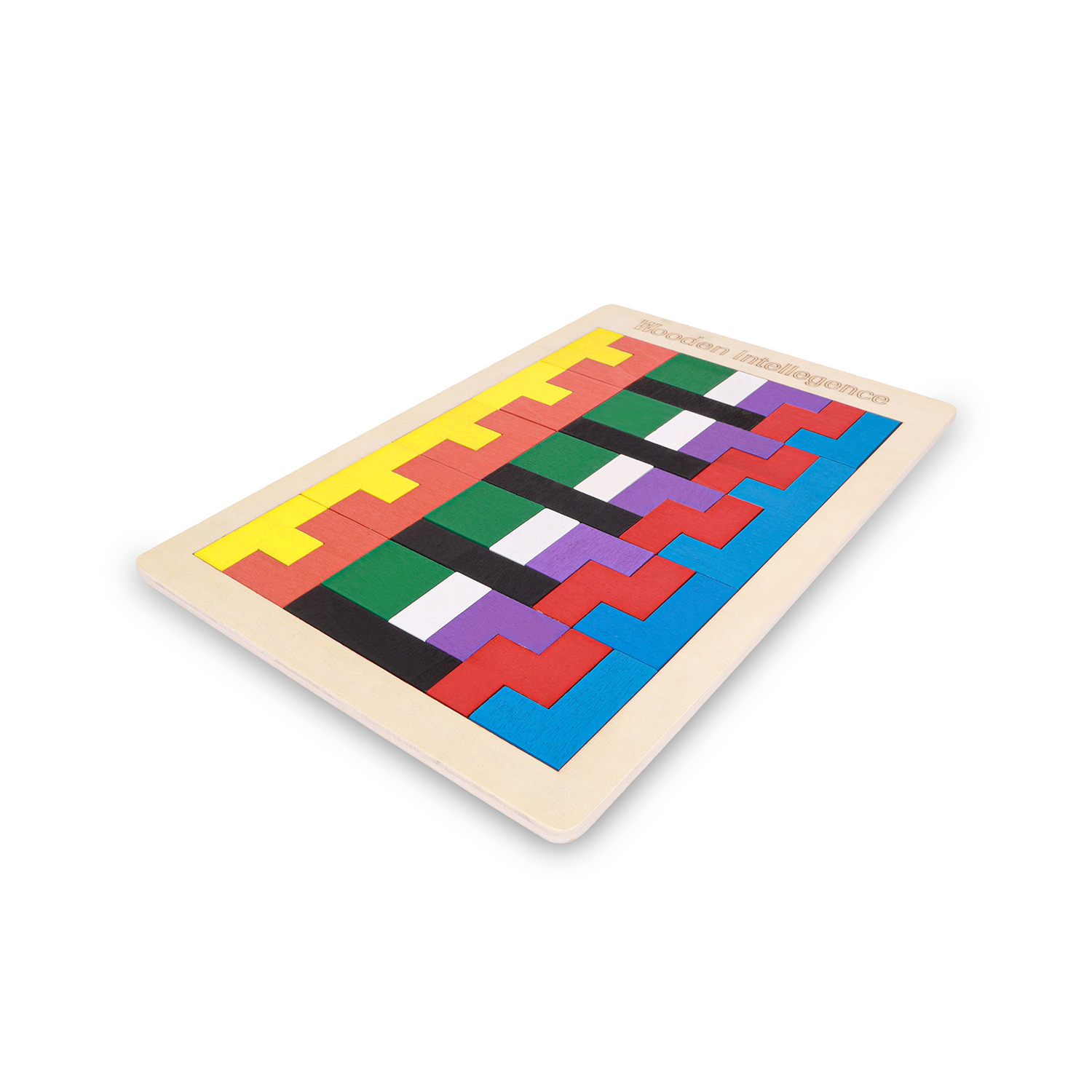 Wooden Russian Block Puzzle for Kids and Adults | Classic Tetris-Style Brain Teaser Toy | Colorful Tangram Montessori Game for Logical Thinking and Shape Recognition