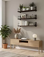 Wooden Wall Shelf for Books | Wall Mounted Bookshelf for Living Room & Bedroom | Floating Wall Bookshelf | Book Shelf Wooden Wall Mounted | Decorative Wall Shelf Rack (Brown, 20X6X6, 3)