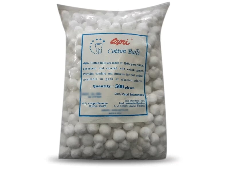 Capri Dental Cotton Balls – 500 Pcs Assorted Size