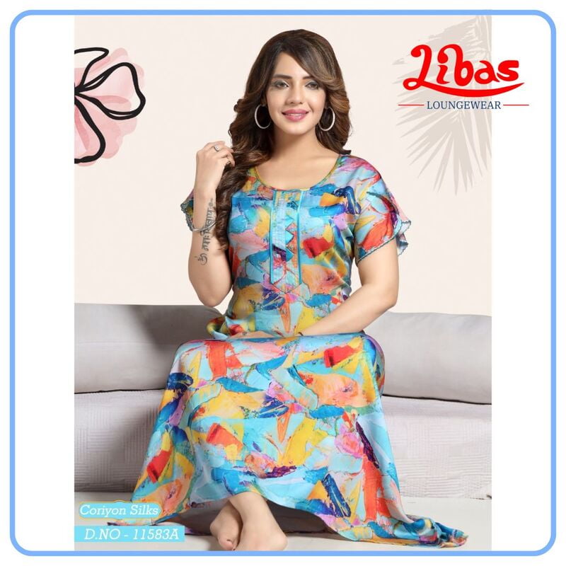 Turquoise Blue Celebrity Nighy With Geometric Design All Over From Libas Loungewear - CN011 Turquoise Blue Celebrity Nighy With Geometric Design All Over From Libas Loungewear - CN011