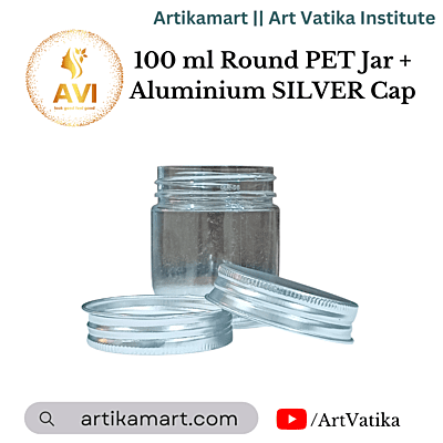 100 ml Round PET Jar + Aluminium SILVER Cap 100 ml Round PET Jar + Aluminium SILVER Cap