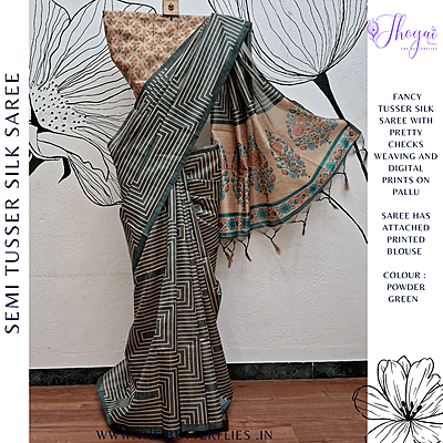 SEMI TUSSER SILK SAREE DCMSTSK23717