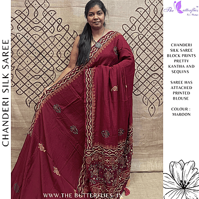 PURE CHANDERI SILK SAREE DCMSCDS24565