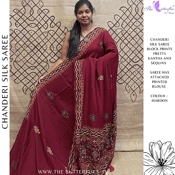 PURE CHANDERI SILK SAREE DCMSCDS24565
