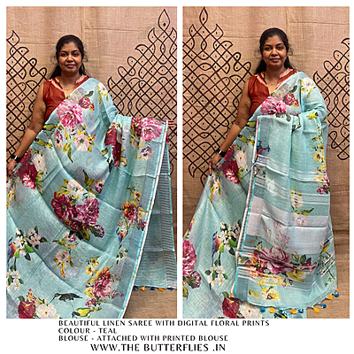 PURE LINEN SAREE  YBRSLIN23438