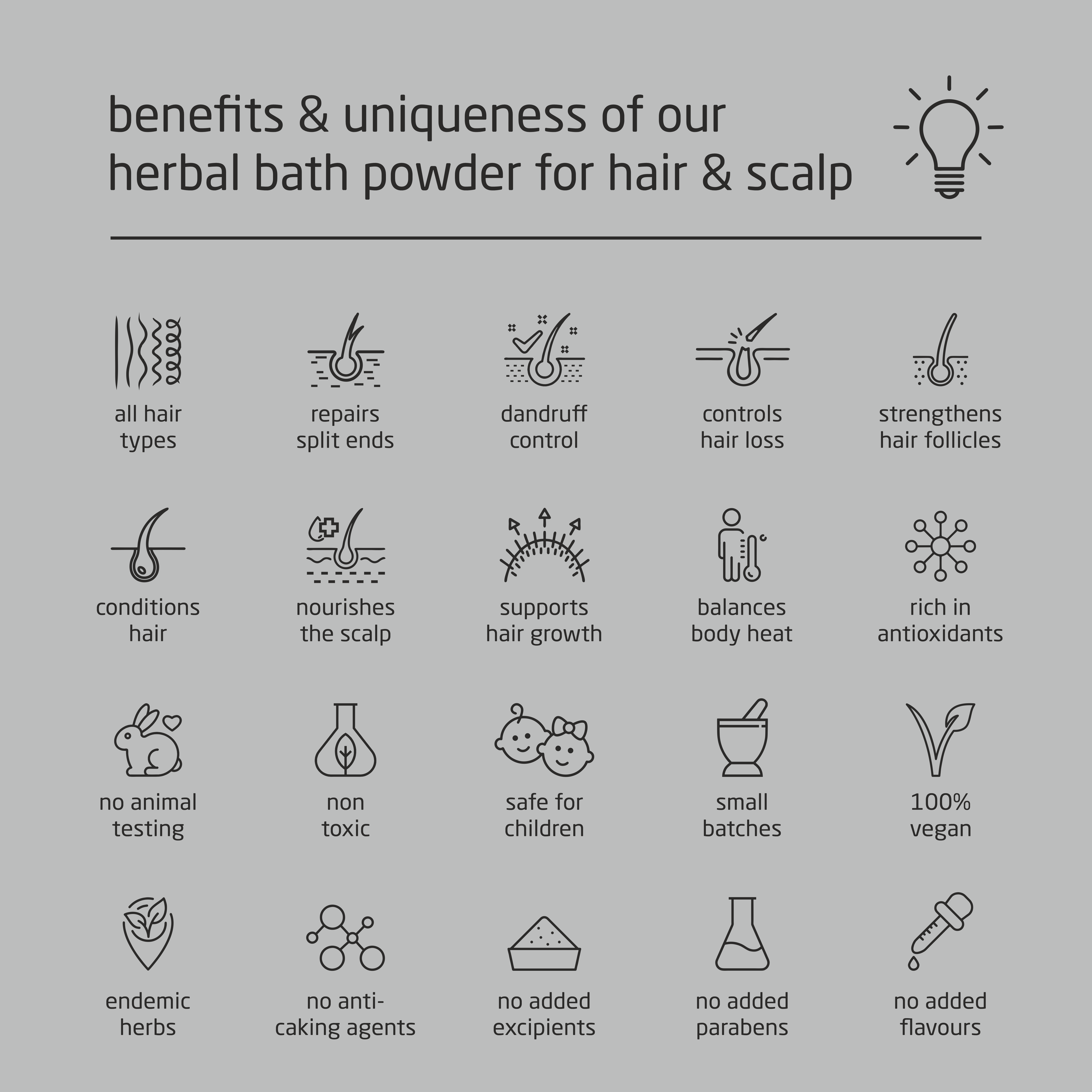 Super Premium Unisex Herbal Bath Powder for Hair & Scalp - 500g