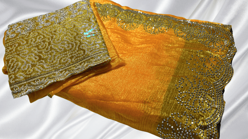 MPlus Space Silk Stone Designer Saree - Mango Yellow