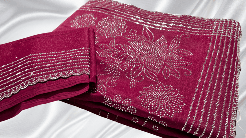 Star Siroski Crepe Designer Saree - Magenta