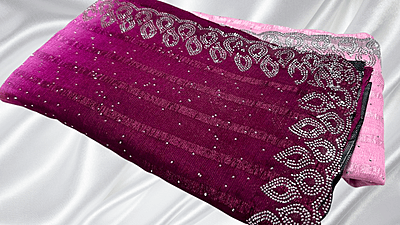 Popcorn Dual Color Stone Saree - Magenta Pink Popcorn Dual Color Stone Saree - Magenta Pink